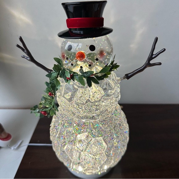 Light Up Snow Man 10” Christmas Decoration Modern Looking Globe acrylic shine - Picture 2 of 5